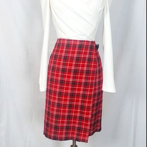 Charter Club Red Plaid Midi Skirt